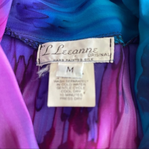 Vintage 80s Silk Blouse Skirt Set His & Hers Size Medium - Picture 11 of 11